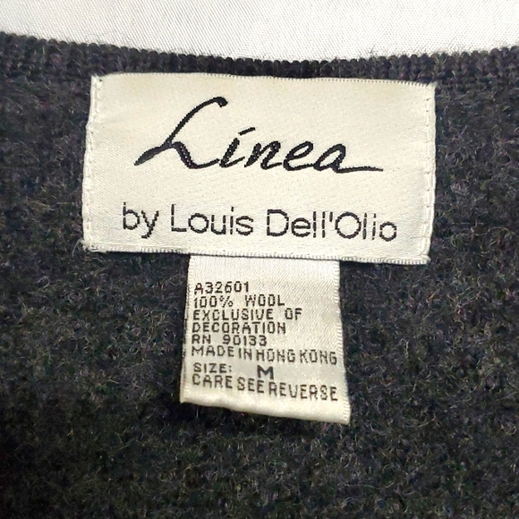 Linea by Louis Dell'olio Embroidered Open Fron Wool Grey Cardigan Jacket, Size M - Picture 3 of 7